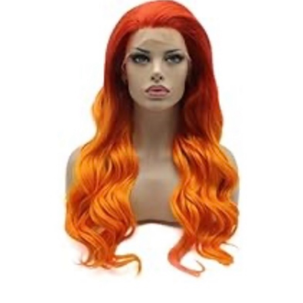 Vibrant Orange Wavy Hair Wig
